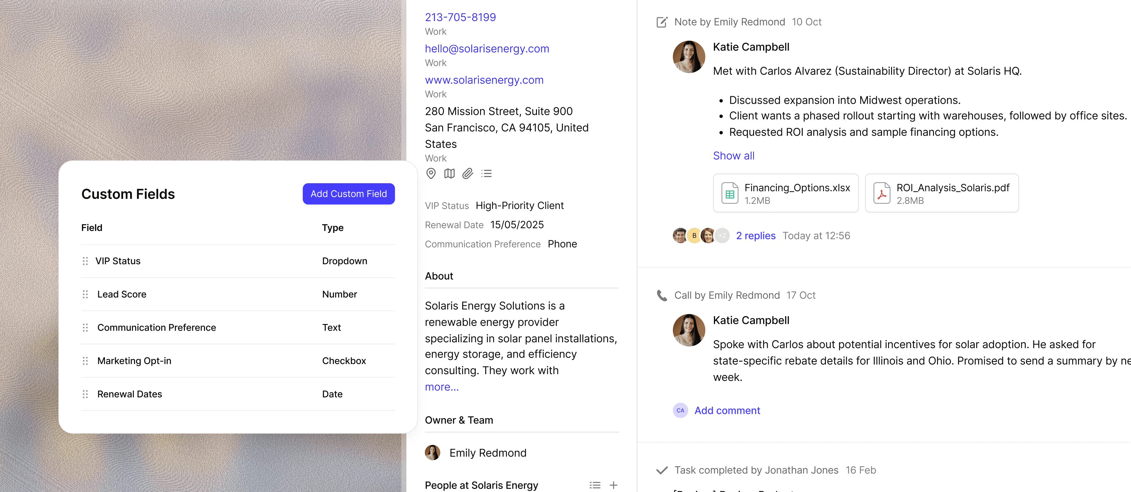 Contact custom fields in Capsule CRM