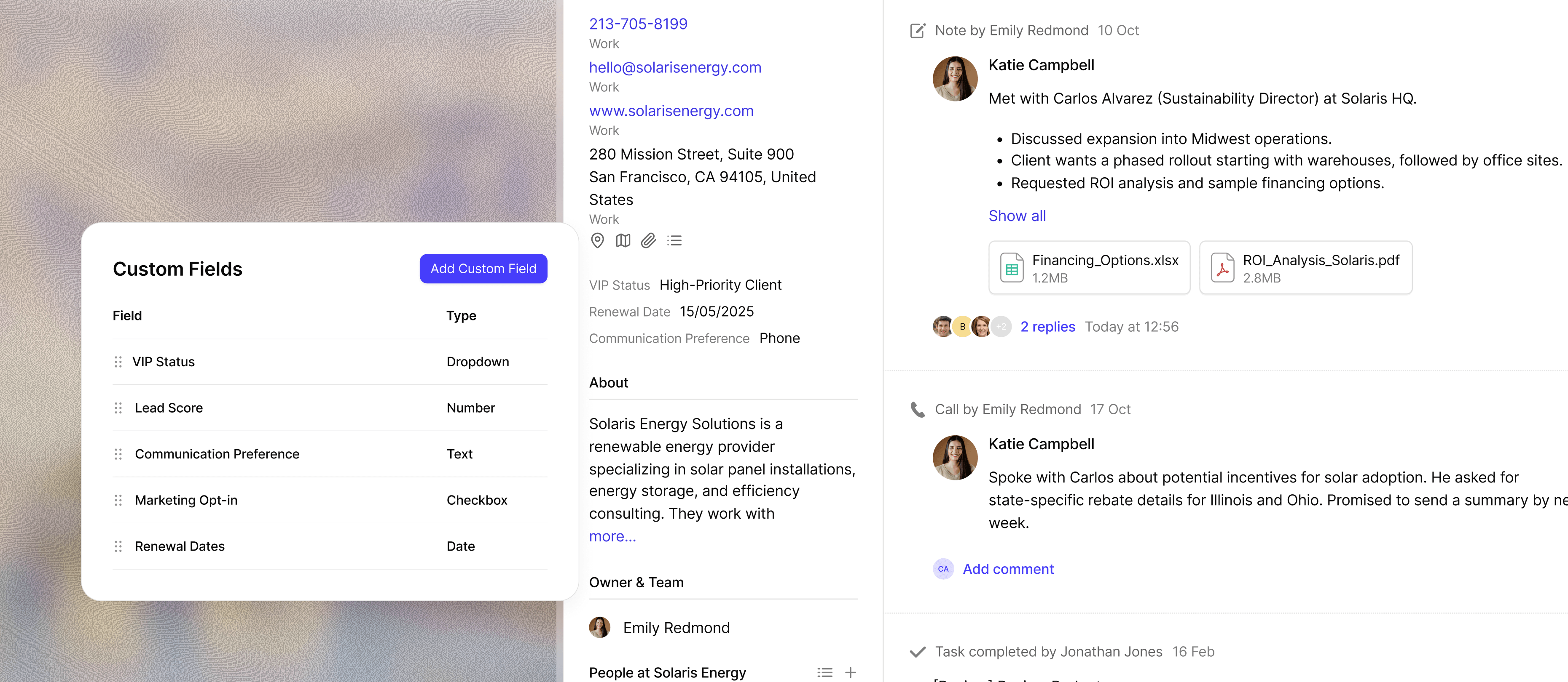 Contact custom fields in Capsule CRM